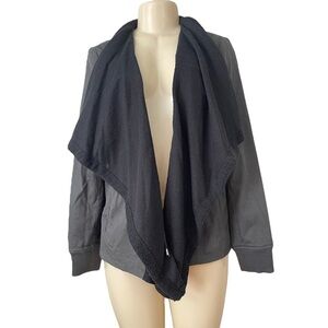Collection B Black Biker Jacket Moto Bikercore Waterfall Utility‎ Overcoat NEW